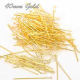 50 Gram Pack 40mm Long Kill Kati Head Pins for jewellery Making Gold Plated