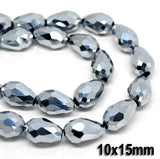 10x15mm, about 27 beads, 16" Line Crystal Metallic Drop Beads