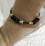 Black Color, 9 Inches + extension chain Metal beaded Anklets, Sold Per Piece
