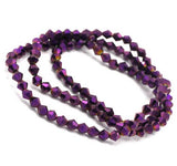 576 Beads (4 Gross) Metallic Purple Crystal 4mm Size, Bi cone Shape Glass Beads