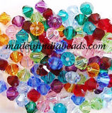 500 Pcs Random Mix 4mm Crystal Bi-cone faceted glass beads