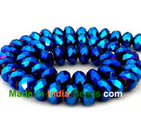 Roundel Crystal 6mm Size,Roundelle (abacus) shape, Crystal glass beads, Priced Per Strand, Metallic Blue
