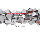 576 Beads Metallic Silver quoted Crystal 4mm Crystal BiCone faceted glass beads,