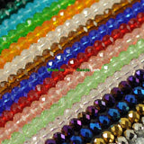 8mm Size,Roundelle (abacus) shape, Crystal glass beads, Priced Per 10 Strands,Color Assorted