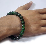 Green on black Mosaic, handmade glass beads bracelets