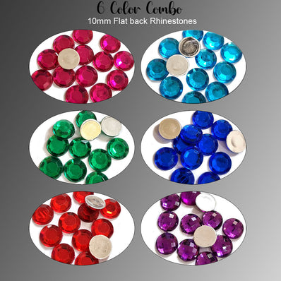 1200 Pcs Mix colors Each color 200 pcs 10mm FLAT BACK ACRYLIC STONE FOR ADORNMENT