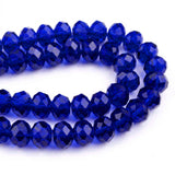 Blue Crystal Glass Faceted Rondelle Beads 10x8mm | Sapphire Blue Abacus Tyre Shape | 68–70 Beads Per Strand | Premium Jewelry Making Beads