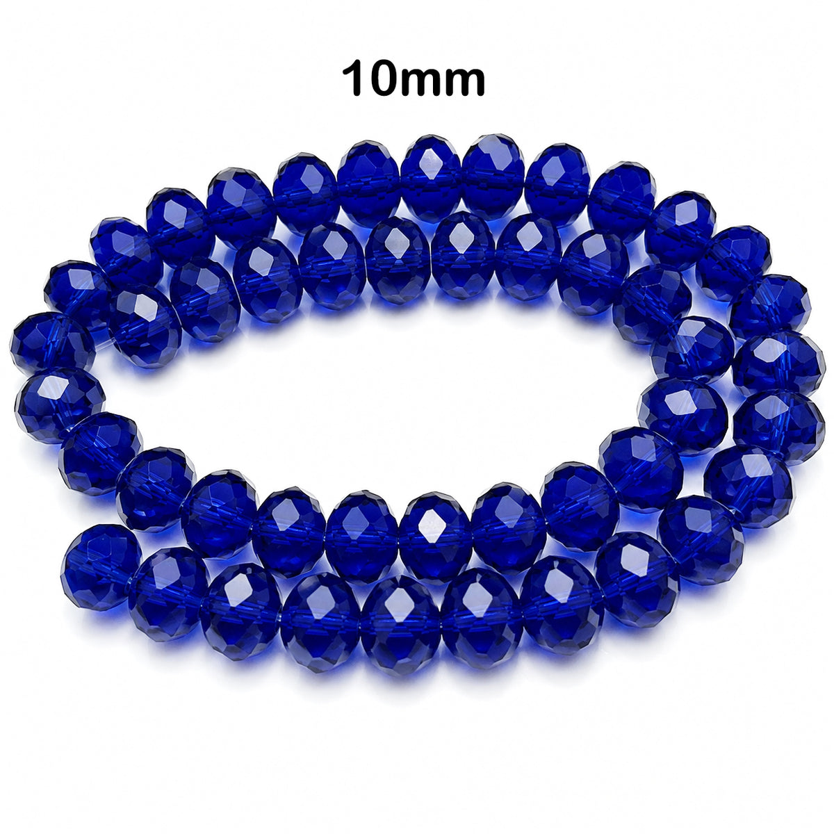 Blue Crystal Glass Faceted Rondelle Beads 10x8mm | Sapphire Blue Abacus Tyre Shape | 68–70 Beads Per Strand | Premium Jewelry Making Beads