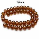 Brown Crystal Glass Faceted Rondelle Beads 10x8mm | Transparent Brown Abacus Tyre Shape | 68–70 Beads Per Strand | Premium Jewelry Making Beads