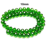 Green Crystal Glass Faceted Rondelle Beads 10x8mm | Transparent Green Abacus Tyre Shape | 68–70 Beads Per Strand | Premium Jewelry Making Beads