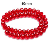 Red Crystal Glass Faceted Rondelle Beads 10x8mm | Transparent Ruby Red Abacus Tyre Shape | 68–70 Beads Per Strand | Premium Jewelry Making Beads