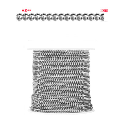 2 meters best quality of thin Rhodium Steel plated jewelry making chain, Tarnish Resistance