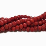 Per Line 16" Strnds, Handamde Plain Glass Beads for Jewellery Making in size about 6mm Red Colour Approx 70 Beads in Line