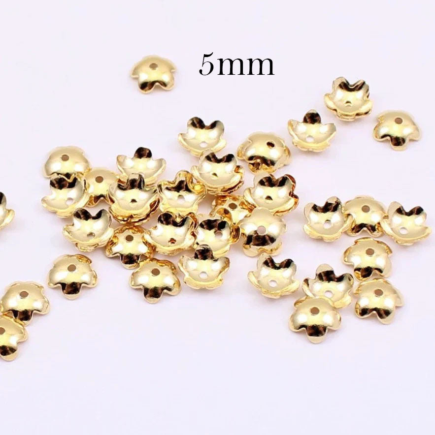 400 PCS PKG. LIGHT WEIGHT BEAD CAPS FOR JEWELRY MAKING IN SIZE ABOUT 5MM GOLD COLOR