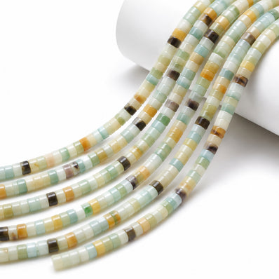 Natural Amazonite Mix Heishi Disc Beads 4x2mm – Genuine Semi Precious Gemstone Spacer Beads, 15 Inch Strand, Approx. 150–154 Beads
