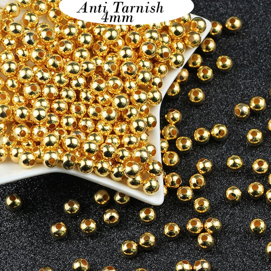 Shiny Gold Finish Steel Metal Round Ball Spacer Jewelry Accent Beads A –  bedazzlinbeads