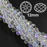 Per Line 12mm Biger Size Faceted AB Clear White Rondelle Shaped Crystal Beads