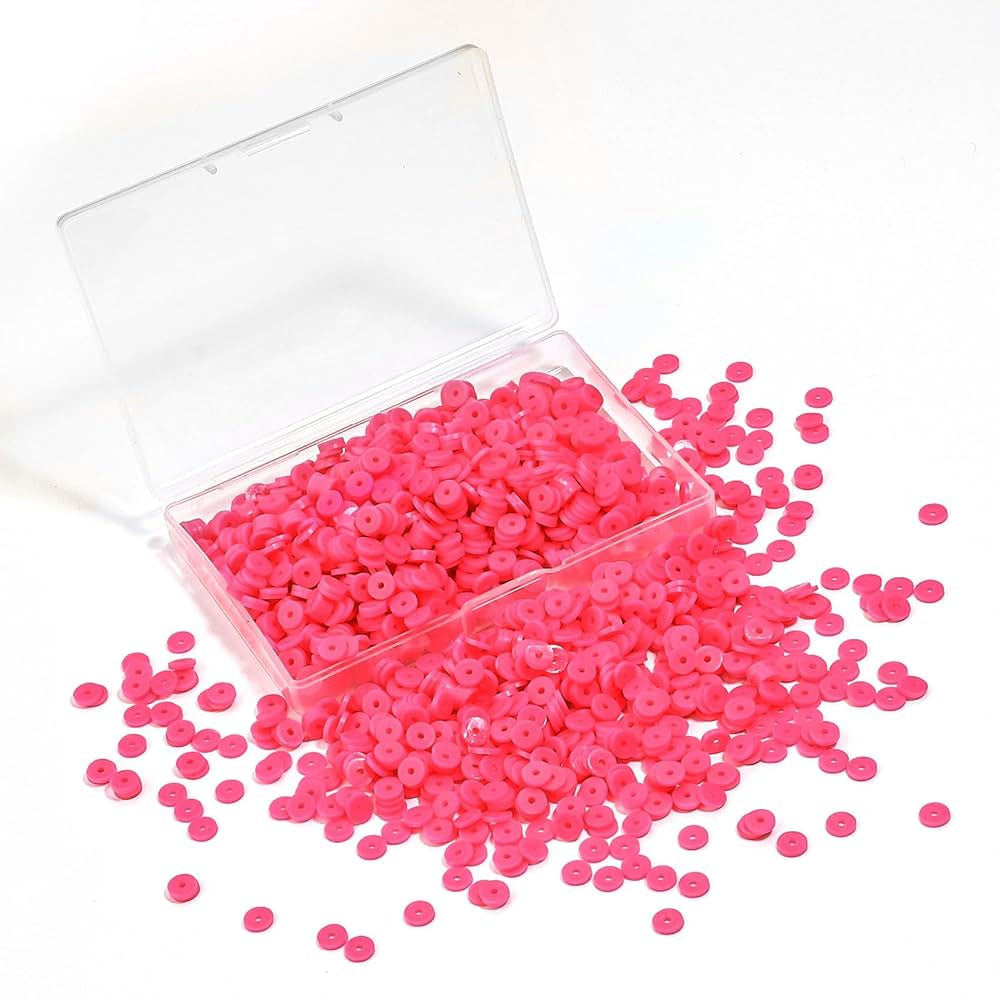 2000 PIECES PACK' 6 MM APPROX HOT PINK COLOR FIMO POLYMER BEADS