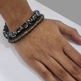 2pcs Set Lampwork Handmade Beaded bracelets Shade of Gray