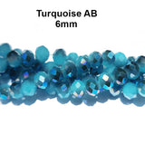 Blue dual color, Per Line 6mm Faceted Opaque Rondelle Shaped Crystal Beads