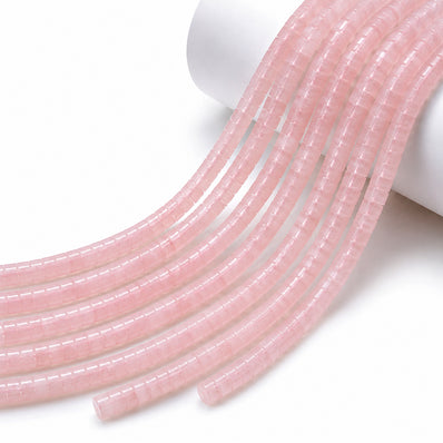 Natural Rose Quartz Heishi Disc Beads 4x2mm – Genuine Pink Semi Precious Gemstone Spacer Beads, 15 Inch Strand, Approx. 150–154 Beads