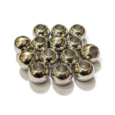 20 PIECES PACK' Premium 12 mm acrylic beads with a brilliant nickel/rhodium silver finish' Lightweight and perfect for jewelry making, spacers, and crafts.
