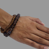 2pcs Set Lampwork Handmade Beaded bracelets Shade of brown