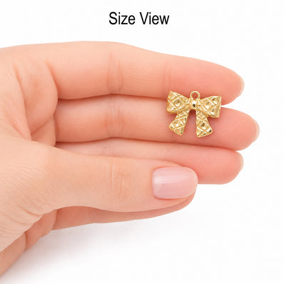 10pcs Gold Bow Charms, Ribbon Bow Pendant Charms, Cute Bowknot Metal Charms for Bracelet Necklace Earrings DIY Jewelry Making Findings