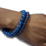 2pcs Set Lampwork Handmade Beaded bracelets, shade of blue