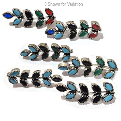 3 Pairs Pack-Oxidized Silver Earring Stud with Loop – Leaf Design Stone Stud Connectors – DIY Jewelry Making Findings – Random Color Mix