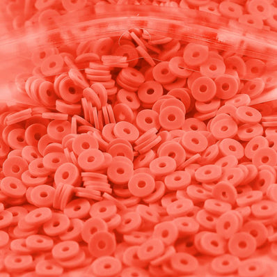 2000 PIECES PACK' 6 MM APPROX CORAL ORANGE FIMO POLYMER BEADS