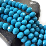 10 MM RONDELLE SHAPE, TURQUOISE OPAQUE COLOR, CRYSTAL GLASS BEADS, SOLD PER STRAND/LINE PACK