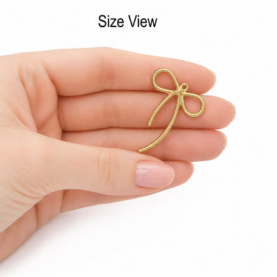 5pcs Large Gold Bow Charms, Big Ribbon Bow Pendant Charms, Textured Bowknot Charms for Necklace Earrings Bracelet DIY Jewelry Making Findings