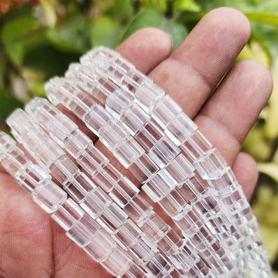 Per Line Crystal Clear Glass Cube Beads Sold Per line about 60 beads in size about 6X7mm