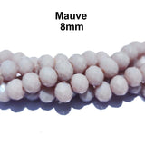 Mauve Color, Per Line 8mm Faceted Opaque Rondelle Shaped Crystal Beads