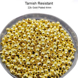 500pcs beads, 4mm Round Spacer Metal Ball beads, Gold best quality of plating (not easy to fade)