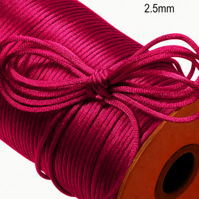 Dark Rani Pink Rat Tail Satin Cord 2.5mm – 10 Meter Pack | Silk Satin Malai Dori for Jewelry Making, Beading, Kumihimo, Macrame & Craft Projects
