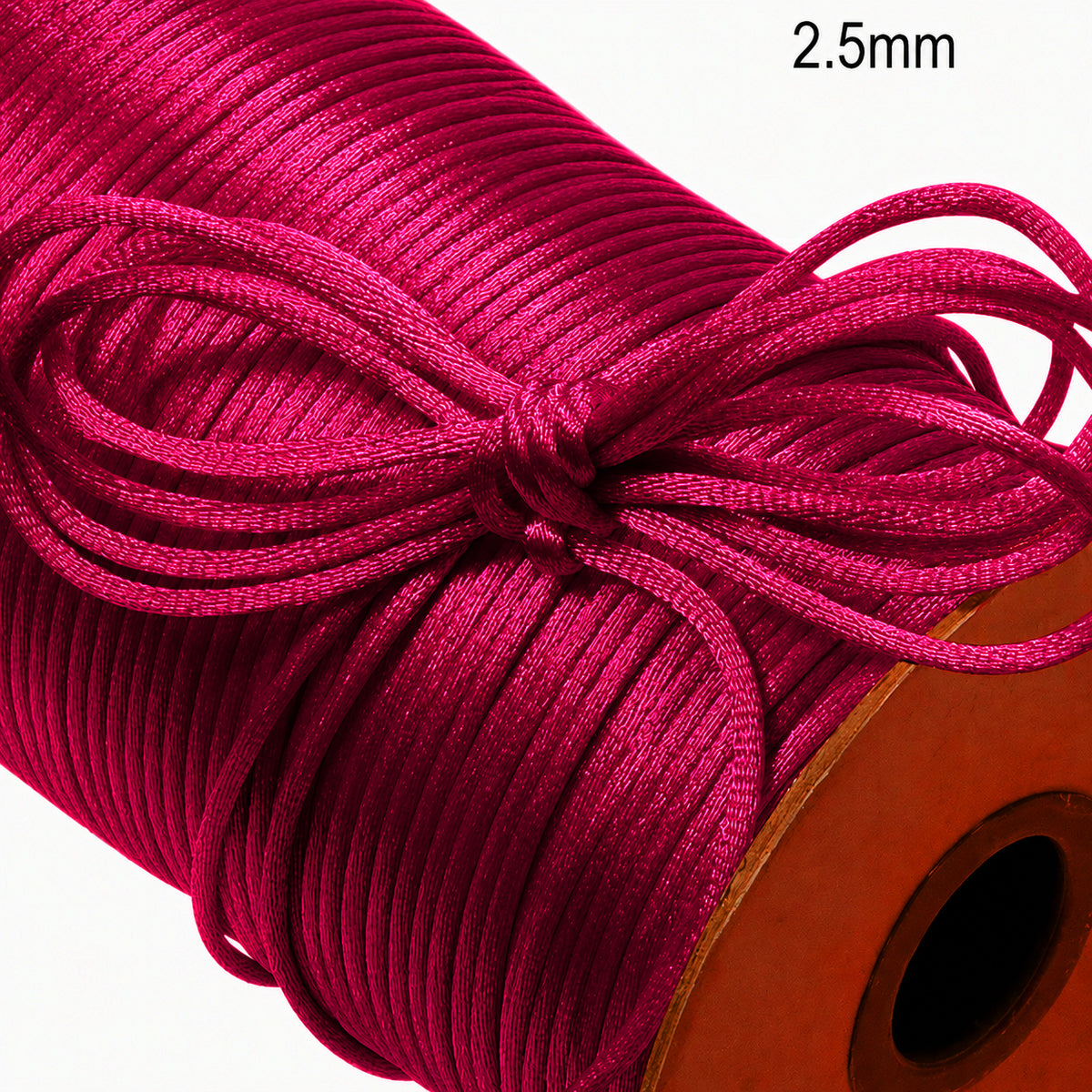 Dark Rani Pink Rat Tail Satin Cord 2.5mm – 10 Meter Pack | Silk Satin Malai Dori for Jewelry Making, Beading, Kumihimo, Macrame & Craft Projects