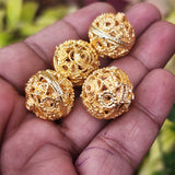 6 PCS GOLD ANTI TARNISH PLATED FILIGREE BRASS MATERIAL HANDMADE BEADS IN SIZE ABOUT 20mm