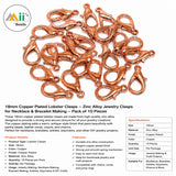 18mm Copper Plated Lobster Clasps – Zinc Alloy Jewelry Clasps for Necklace & Bracelet Making – Pack of 10 Pieces