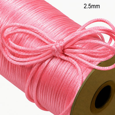 Baby Pink Rat Tail Satin Cord 2.5mm – 10 Meter Pack | Silk Satin Malai Dori for Jewelry Making, Beading, Macrame & DIY Crafts