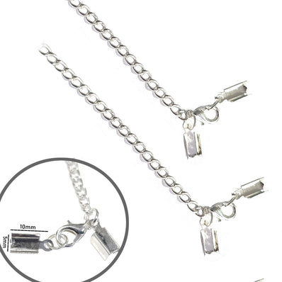 10 PCS PACK EXTENSION CHAIN FINDINGS FOR JEWELRY MAKING, SILVER PLATED