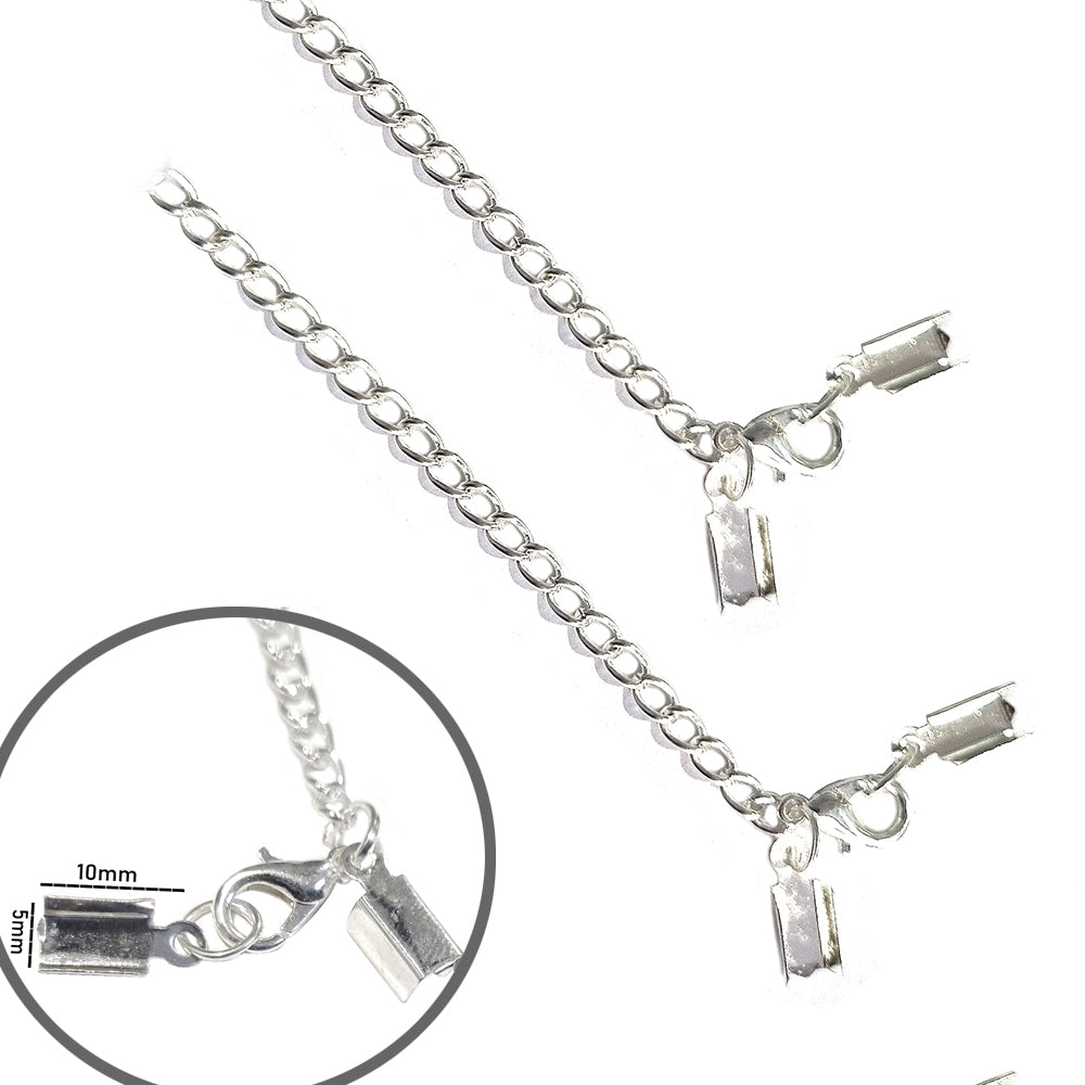 10 PCS PACK EXTENSION CHAIN FINDINGS FOR JEWELRY MAKING, SILVER PLATED