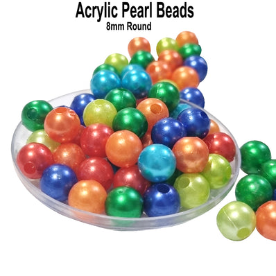 50/Gram Pkg. 8mm Size. Mix Colors,  Acrylic Plastic Beads