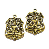 5 Pcs Pkg. Buddha Pendants Gold finsih, in size about 33x46mm