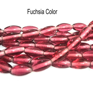 2 line/string handmade dholki Oval Glass beads in size about 8x13mm