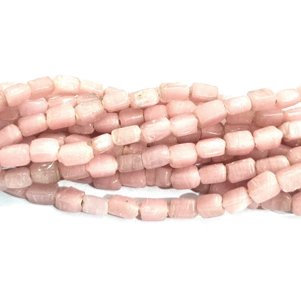 5 Line/string uneven shape cube rose pink handmade glass beads for jewelry making