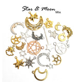 40/Pcs Pkg. Random Mix Star and Moon Charms for jewelry making