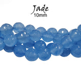 sky Blue, Natural Onyx Faceted Round Beads Strands, Colorful, 10mm, Hole: 1mm, about 37~38pcs/strand