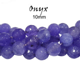 Natural Onyx Faceted Round Beads Strands, Colorful, 10mm, Hole: 1mm, about 37~38pcs/strand